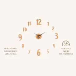 Orologio da Parete Adesivo Effetto Legno