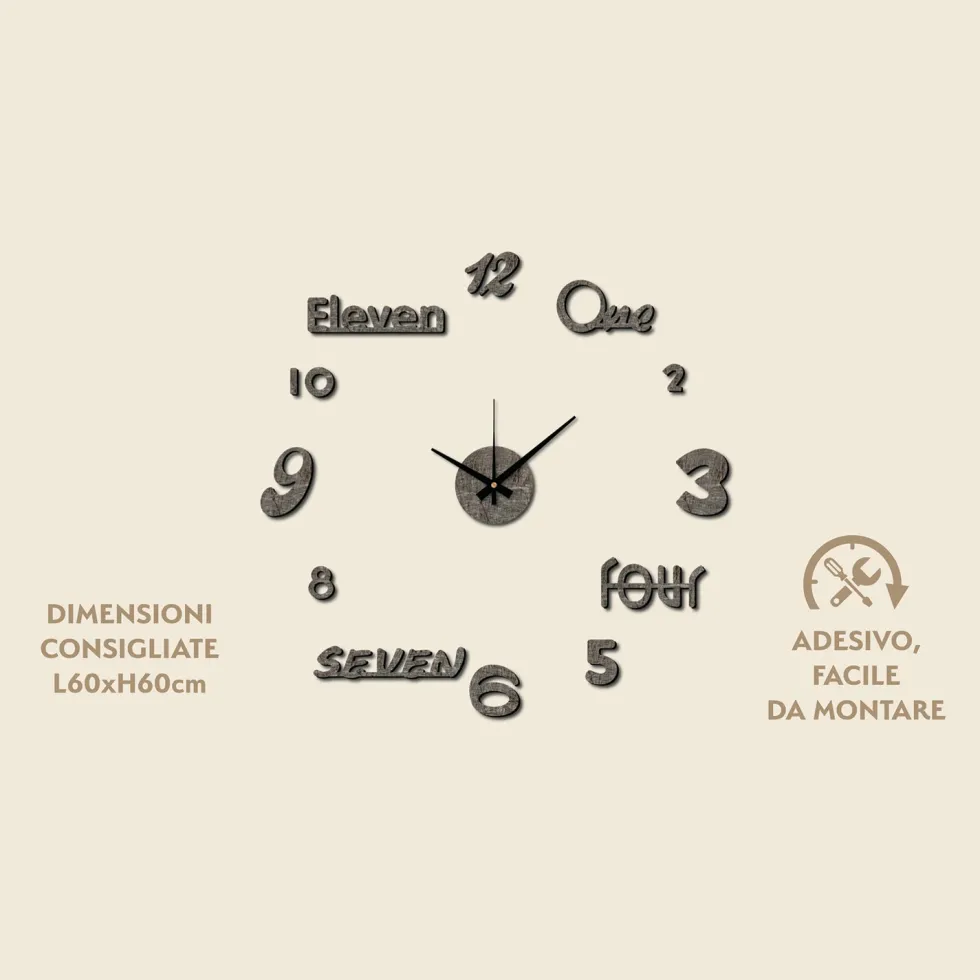 Orologio da Parete Adesivo Marble Fai da Te 60x60 cm