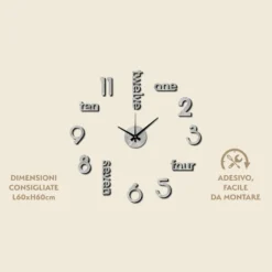 Orologio da Parete Adesivo Marble Fai da Te 60x60 cm