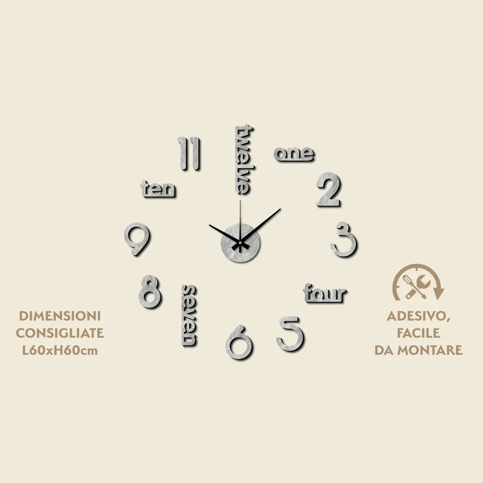 Orologio da Parete Adesivo Marble Fai da Te 60x60 cm