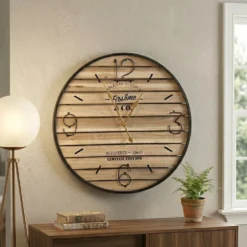 Orologio da Parete Grande in Legno e Metallo diametro 70 cm