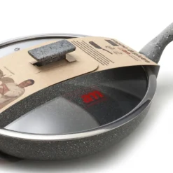 Padella antiaderente con coperchio in vetro Regina di pietra Induction diametro 24 cm
