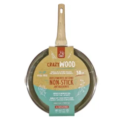 Padella Antiaderente in alluminio pressato con Coperchio in Vetro e Doppio Scolo Crazy Wood diametro 30 cm