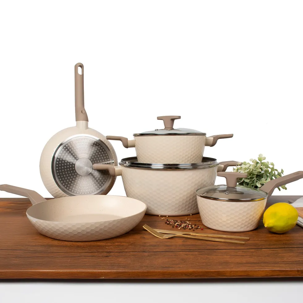 Padella Wok in alluminio pressato Beige Linea Diamante diametro 28 cm