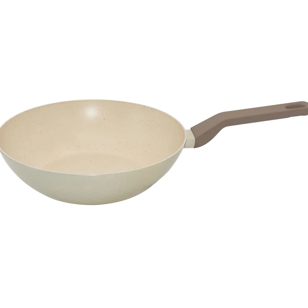 Padella Wok in alluminio pressato Beige Linea Diamante diametro 28 cm
