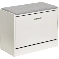 Panca porta scarpe con seduta in MDF Effetto Legno Bianco h50x63x30 cm