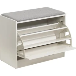 Panca porta scarpe con seduta in MDF Effetto Legno Bianco h50x63x30 cm