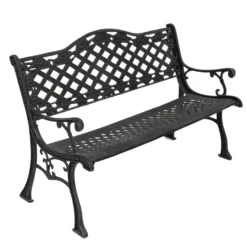 Panchina da Giardino in Ghisa Decorata Verde- h85x128x63 cm
