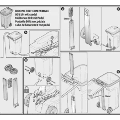 Pattumiera a Pedale Linea Urban Eco System Giallo 80 Litri