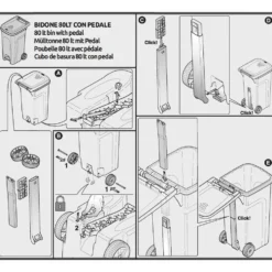 Pattumiera a pedale Linea Urban Eco System Grigio Polvere 80 Litri