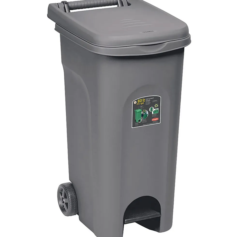 Pattumiera a pedale Linea Urban Eco System Grigio Polvere 80 Litri
