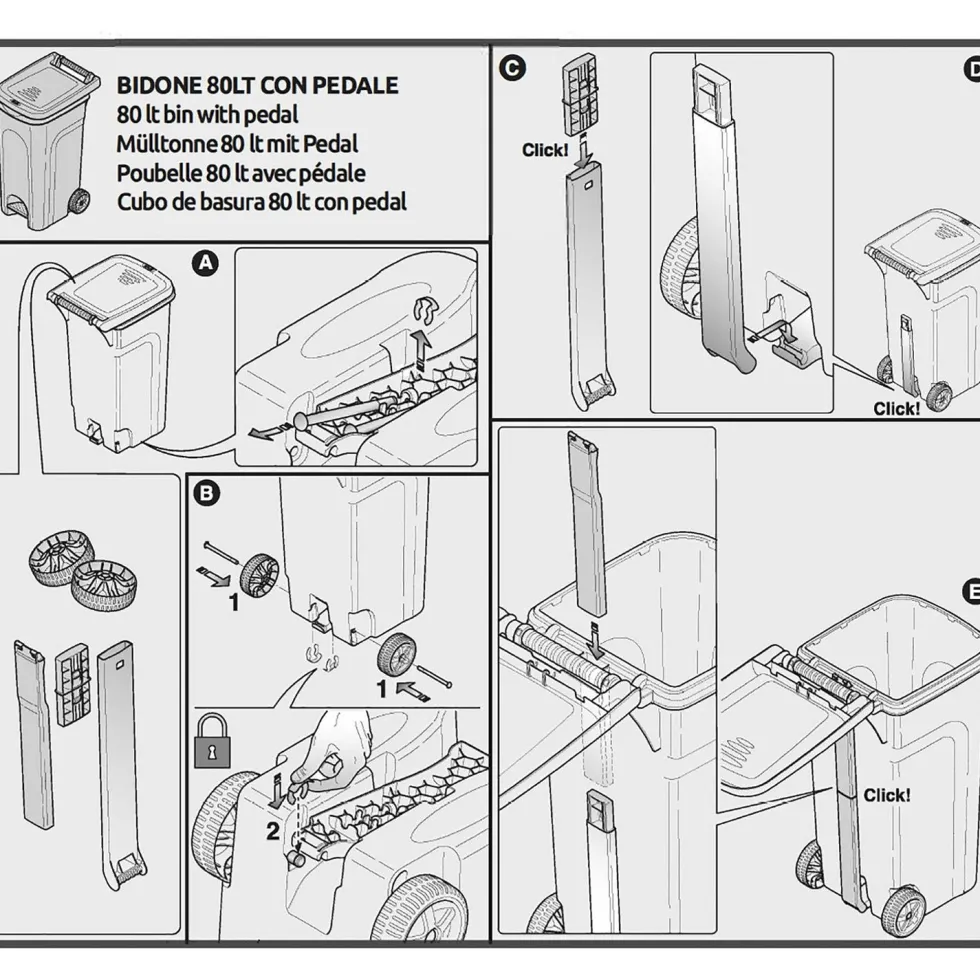 Pattumiera a Pedale Linea Urban Eco System Verde 80 Litri