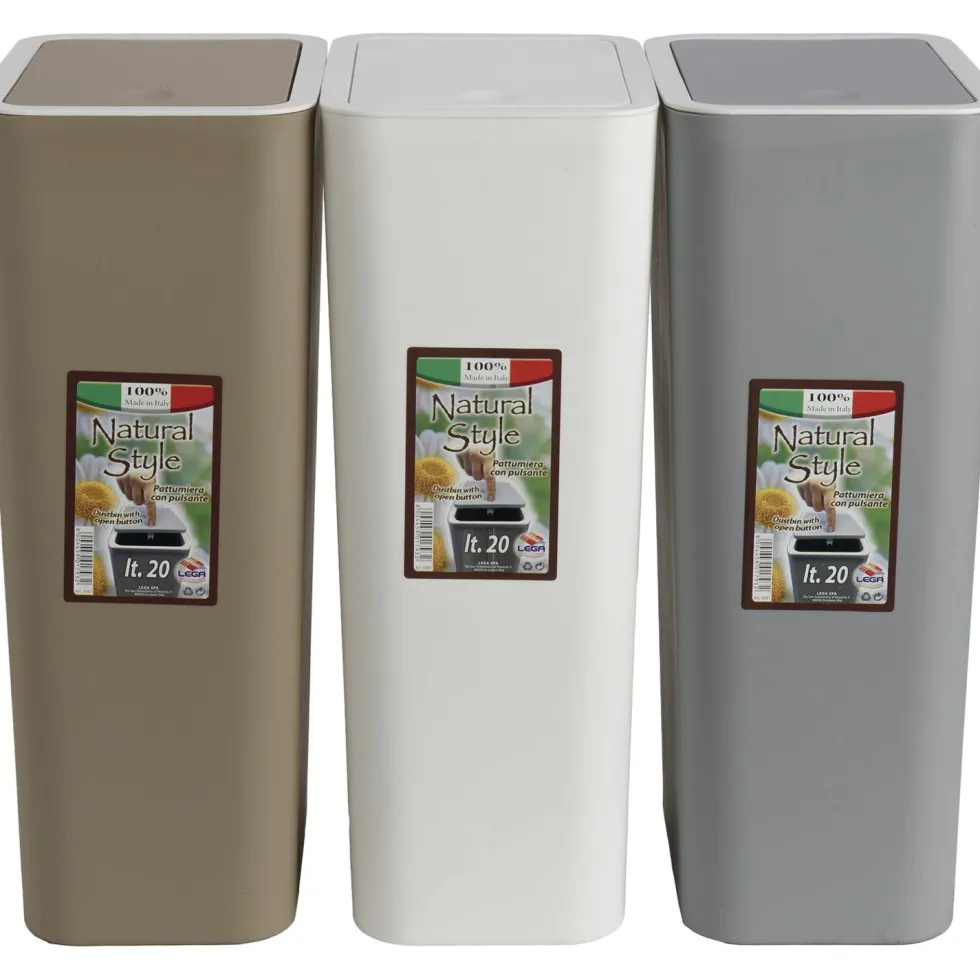 Pattumiera con Coperchio Push 20 litri Linea Natural Style