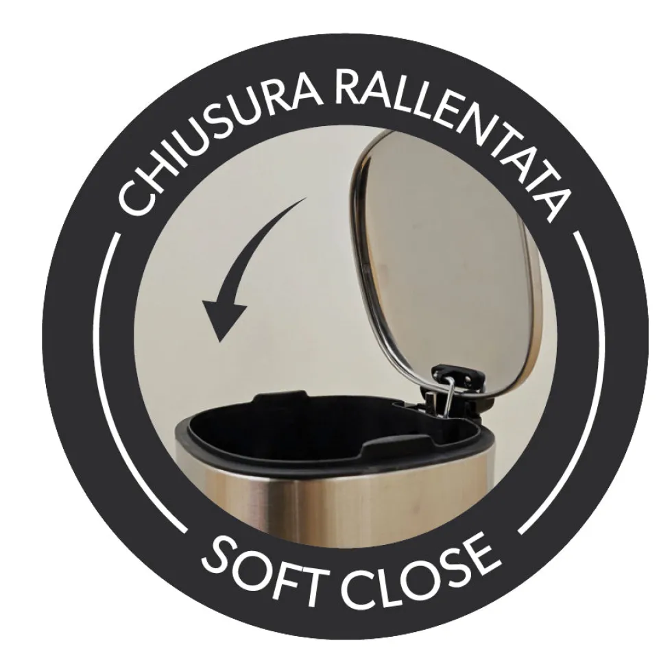 Pattumiera con Pedale in Acciaio Satinato Soft Close 3 litri
