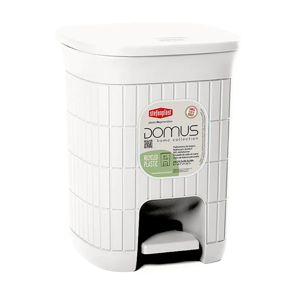 Pattumiera con pedale Linea Domus Bianca 6 litri