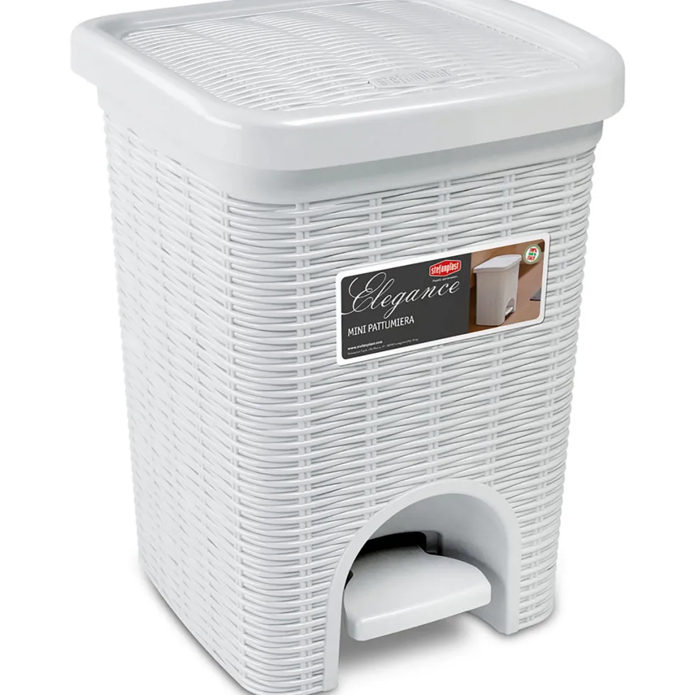 Pattumiera da bagno bianco Linea Elegance 6 litri