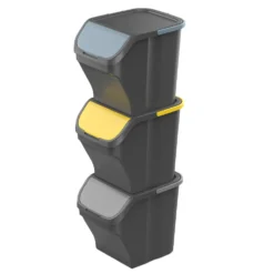 Pattumiera per la Raccolta Differenziata in plastica riciclata Stack 'n Sort 25 Litri Nero