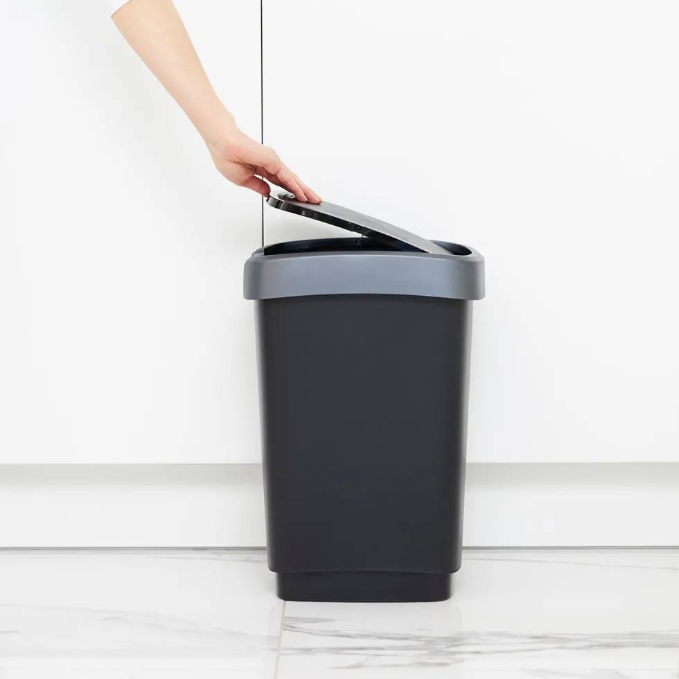 Pattumiera per raccolta differenziata con coperchio basculante Twist Argento 10 Litri