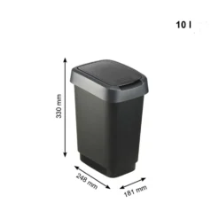 Pattumiera per raccolta differenziata con coperchio basculante Twist Argento 10 Litri