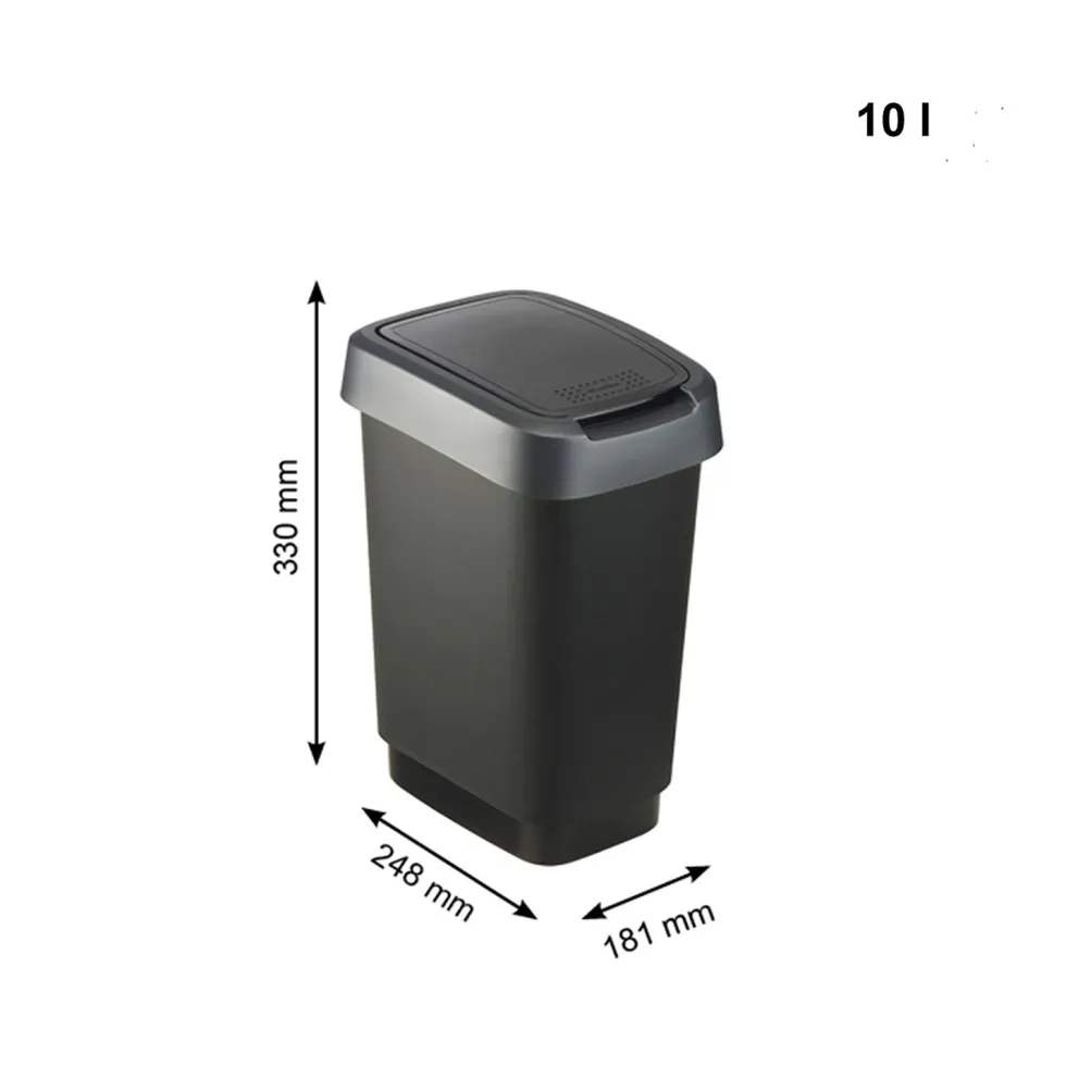 Pattumiera per raccolta differenziata con coperchio basculante Twist Argento 10 Litri