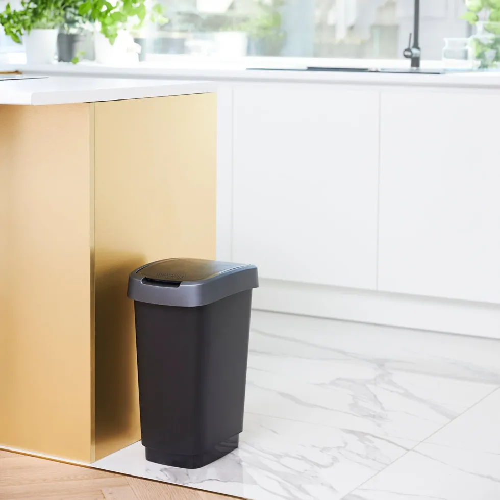 Pattumiera per raccolta differenziata con coperchio basculante Twist Argento 10 Litri