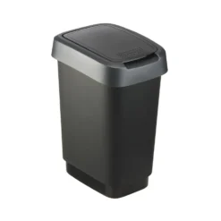 Pattumiera per raccolta differenziata con coperchio basculante Twist Argento 10 Litri
