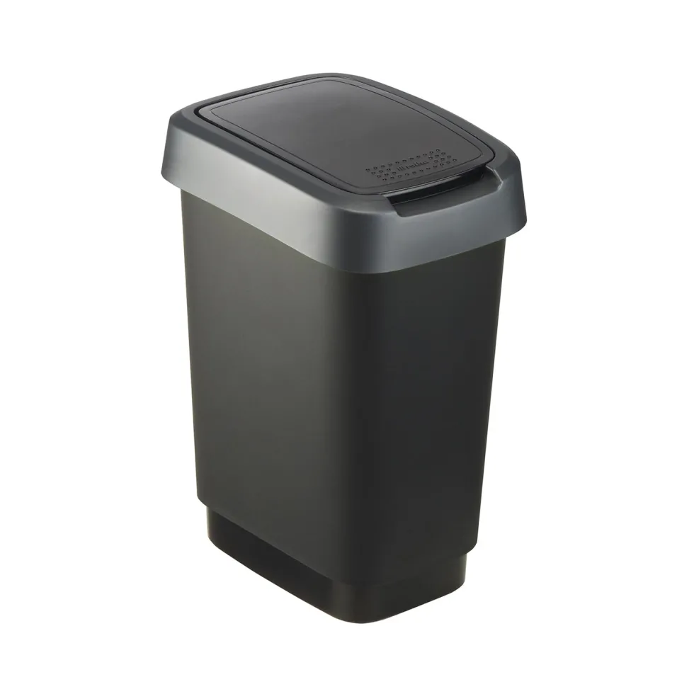 Pattumiera per raccolta differenziata con coperchio basculante Twist Argento 10 Litri