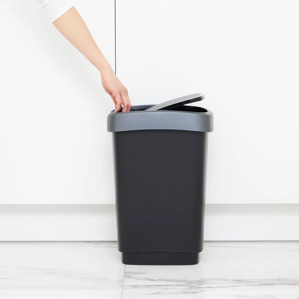Pattumiera per raccolta differenziata con coperchio basculante Twist Argento 10 Litri