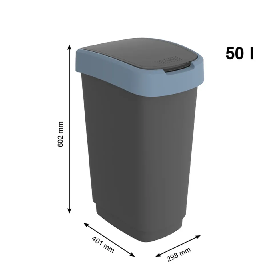 Pattumiera per raccolta differenziata con coperchio basculante Twist Blu 50 Litri