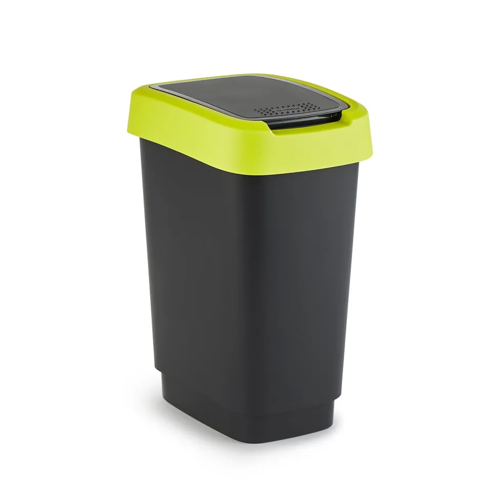Pattumiera per raccolta differenziata con coperchio basculante Twist Lime 10 Litri