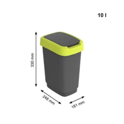 Pattumiera per raccolta differenziata con coperchio basculante Twist Lime 10 Litri