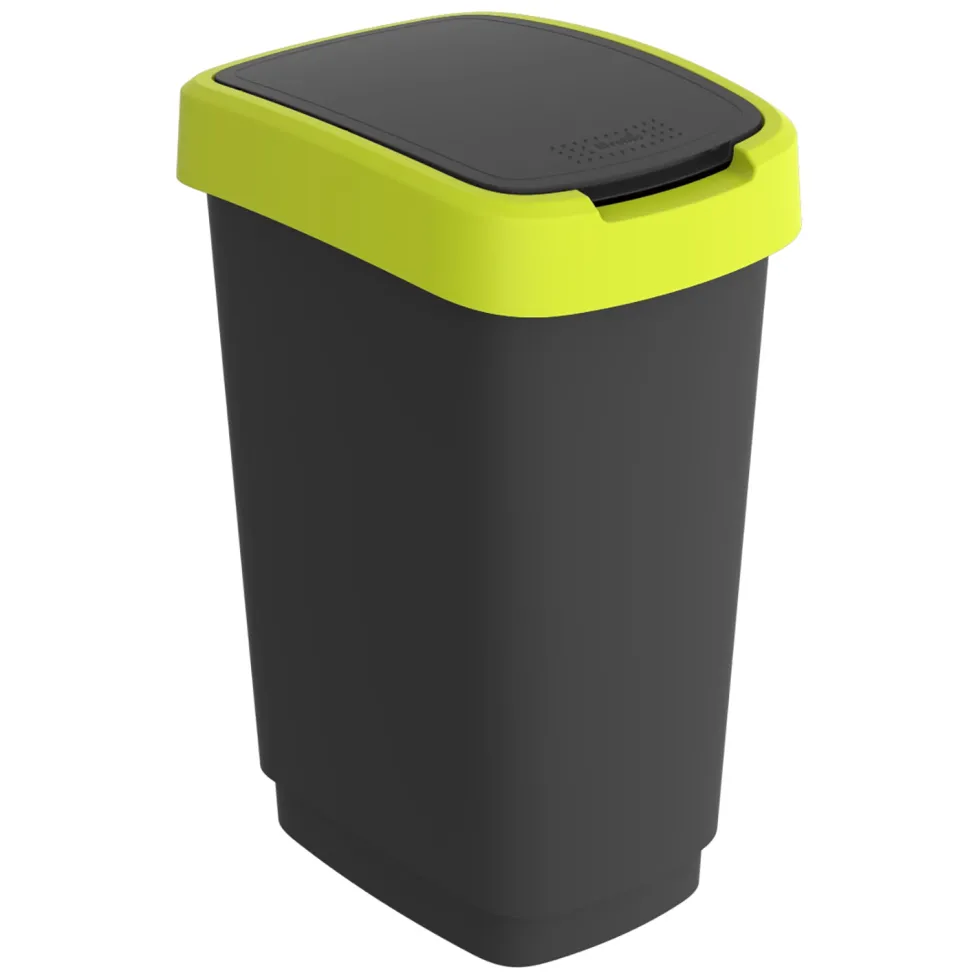 Pattumiera per raccolta differenziata con coperchio basculante Twist Lime 25 Litri