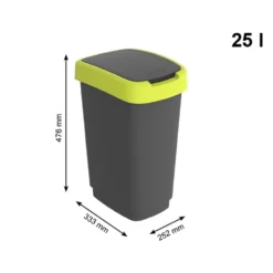 Pattumiera per raccolta differenziata con coperchio basculante Twist Lime 25 Litri