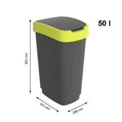 Pattumiera per raccolta differenziata con coperchio basculante Twist Lime 50 Litri