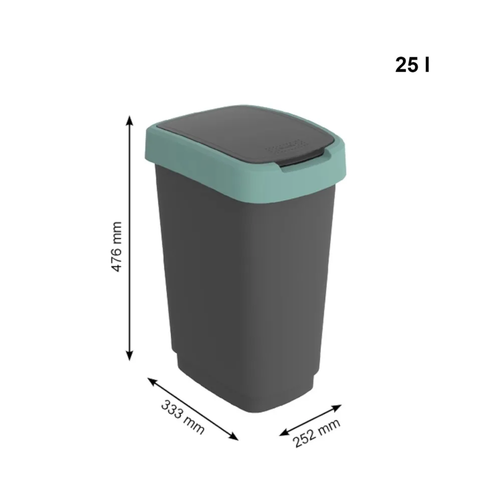 Pattumiera per raccolta differenziata con coperchio basculante Twist Verde 25 Litri