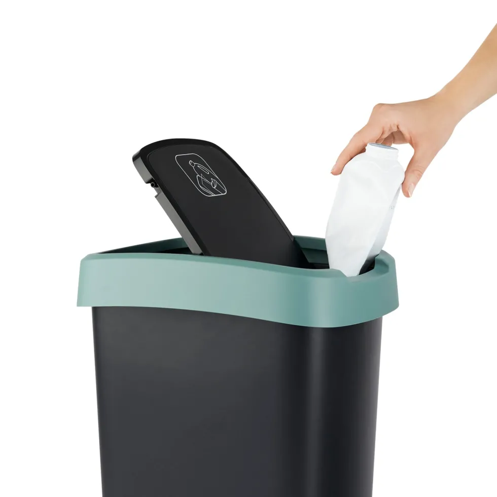 Pattumiera per raccolta differenziata con coperchio basculante Twist Verde 25 Litri