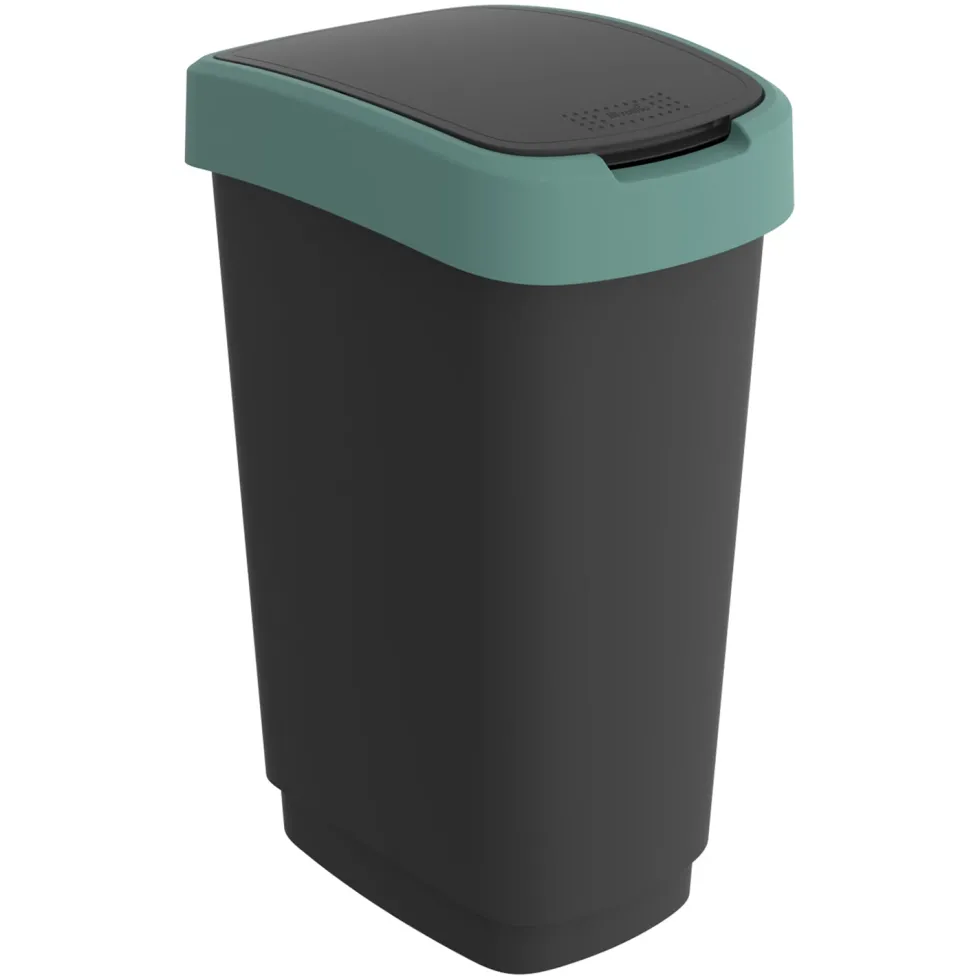 Pattumiera per raccolta differenziata con coperchio basculante Twist Verde 50 Litri