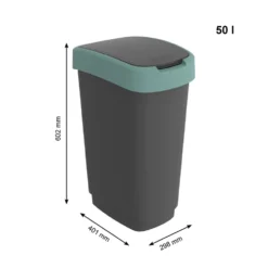 Pattumiera per raccolta differenziata con coperchio basculante Twist Verde 50 Litri