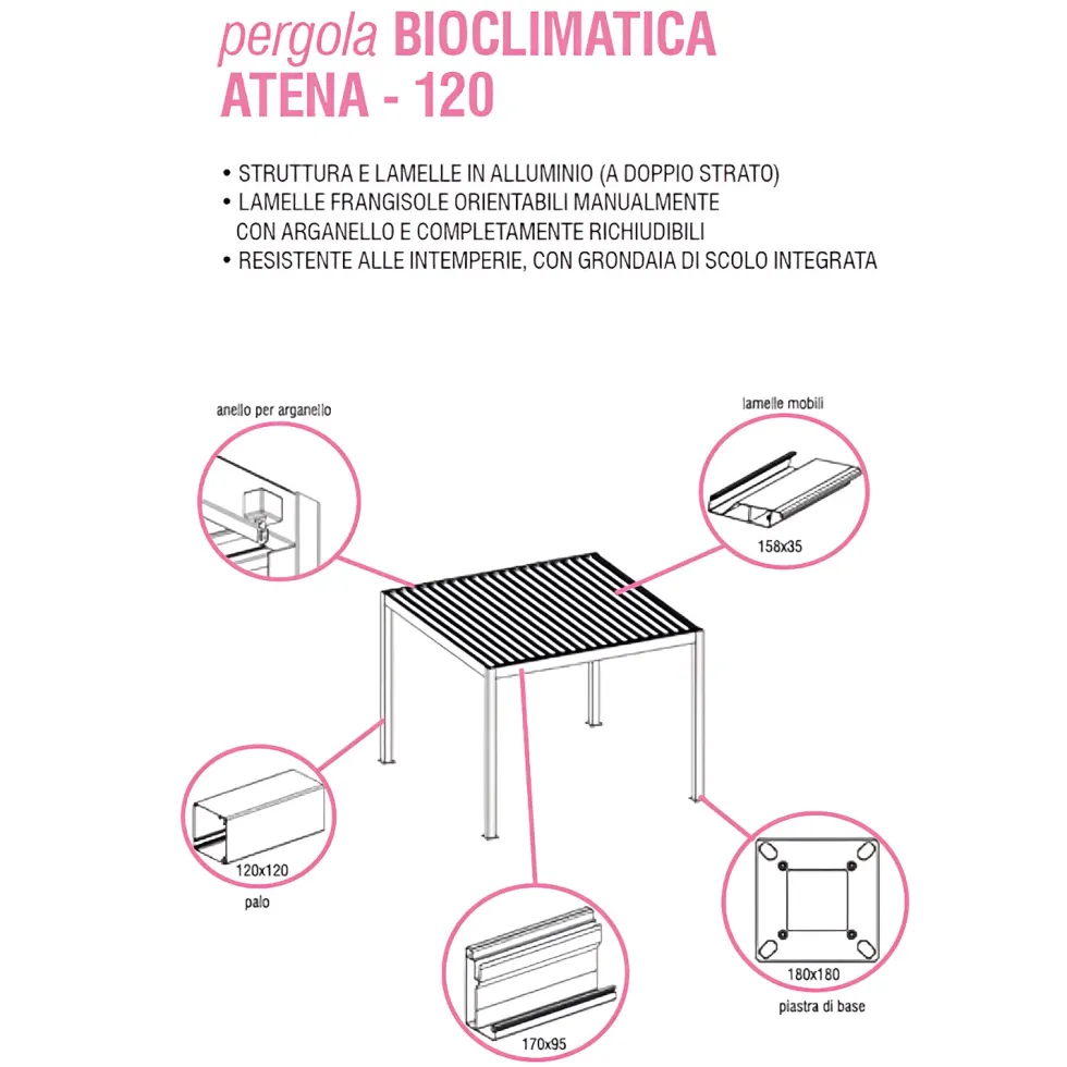 Pergola Bioclimatica Atena 120 Effetto Legno 3x4