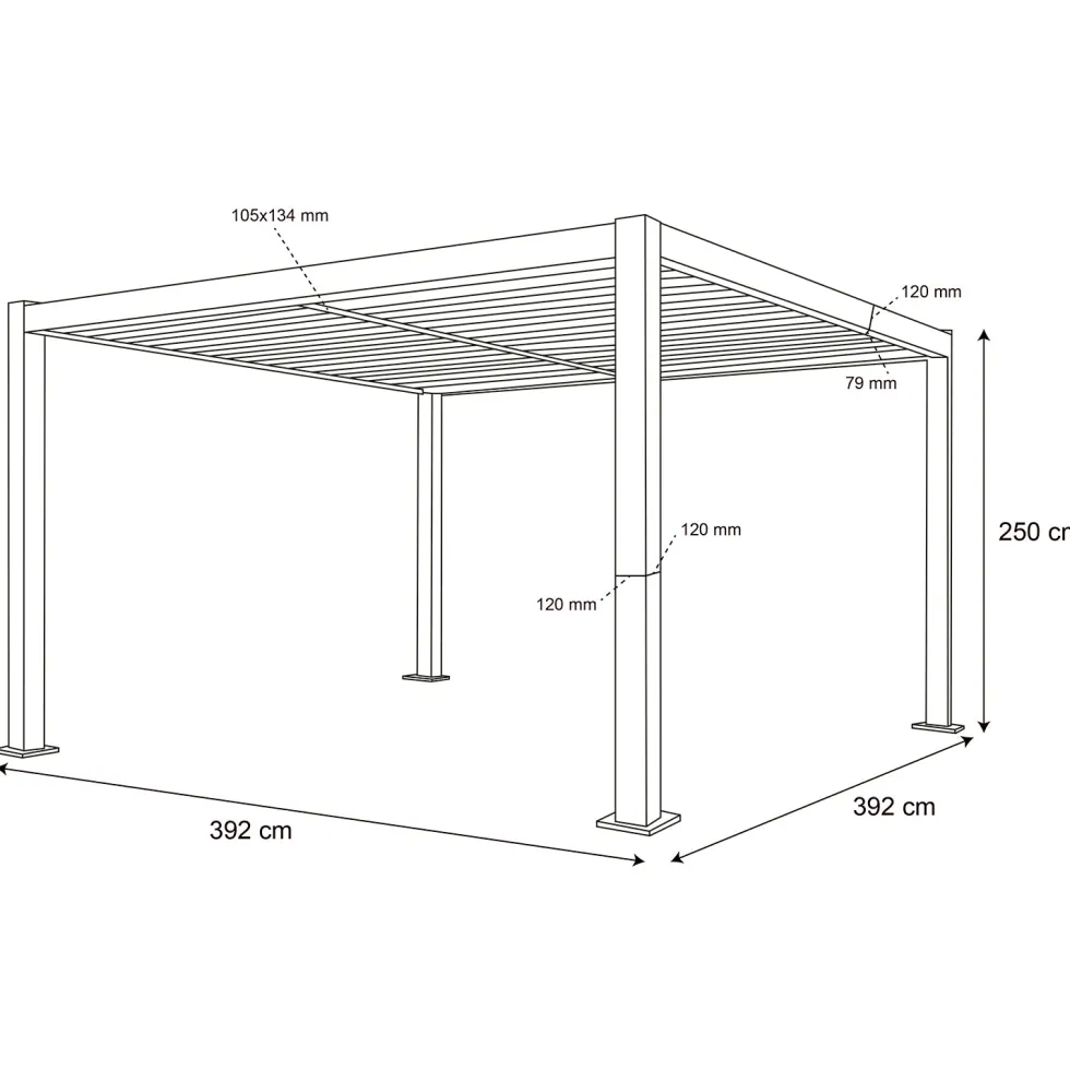 Pergola Bioclimatica in Alluminio Grigio Scuro 4x4 metri
