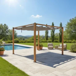 Pergola da Giardino con Telo Retrattile Antracite 3x3 metri