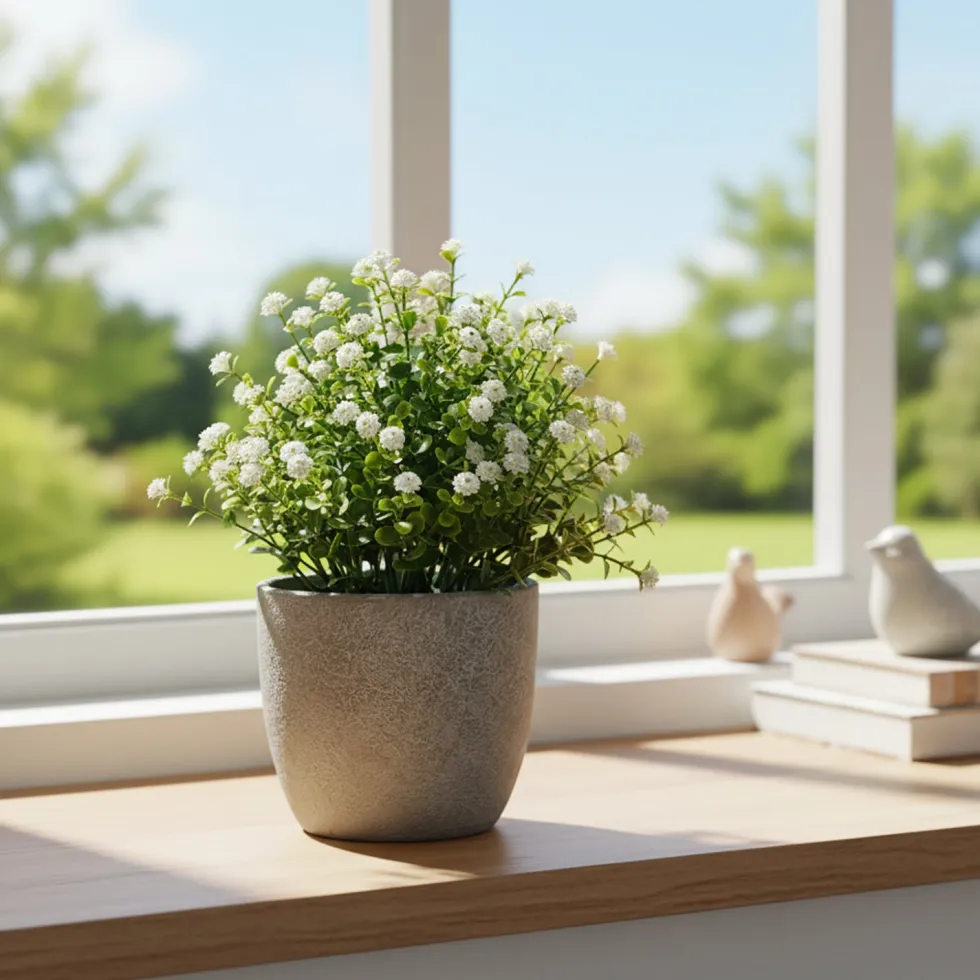 Pianta Artificiale con Vaso Decorazione Floreale
