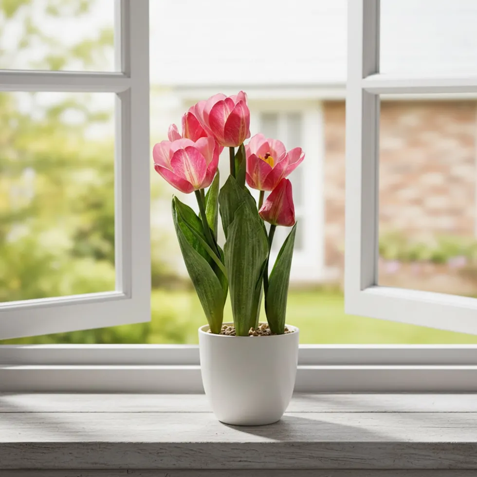 Pianta Artificiale con Vaso Tulipani Decorativi