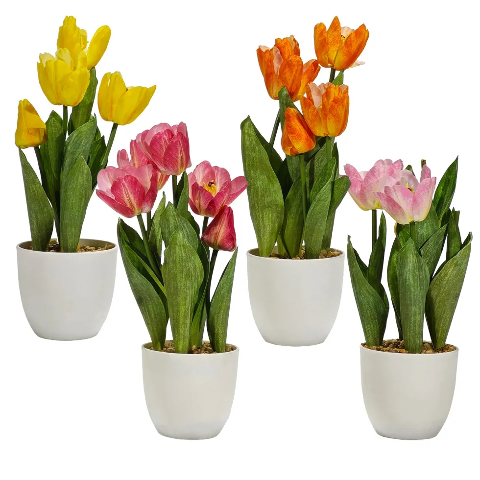 Pianta Artificiale con Vaso Tulipani Decorativi