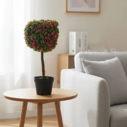 Pianta Artificiale Topiary con Rose in vaso