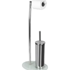 Piantana Portascopino e Portarotolo in acciaio inox