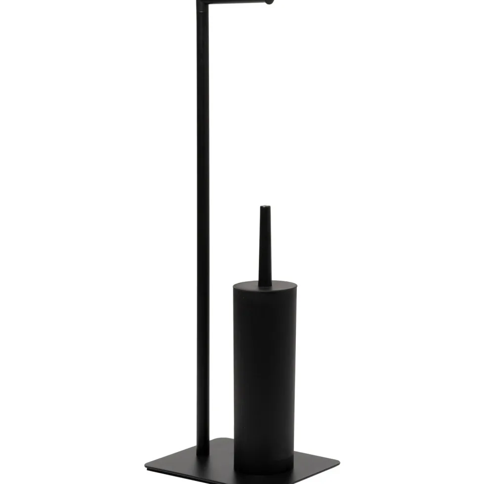 Piantana portascopino e portarotolo in acciaio inox Nero