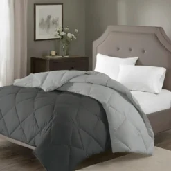 Piumino Matrimoniale in microfibra Cape Horn bicolore Titanio/Grigio 200x250 cm