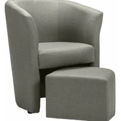 Poltrona in tessuto con pouf Djerba Savana Grigio