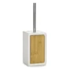 Portascopino con Scopino in Ceramica Bianca e Bamboo